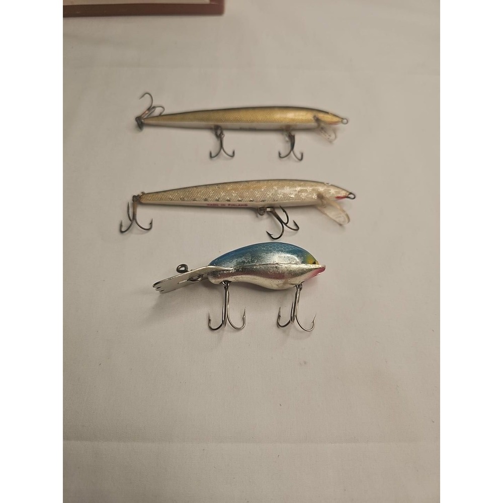 Vintage Fishing Lure Lot Original Rapala, Finlandia Uistin Wobbler,Unmarked Lure
